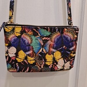 Butterfly Print Vibrant Whimsical  Crossbody Bag